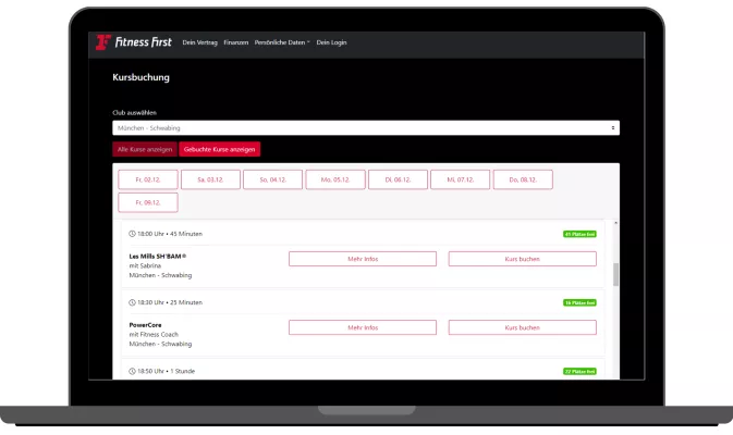 Kursbuchung Member Area